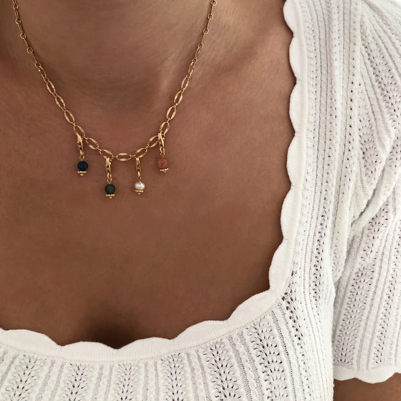 Charm "Lili" Agate mousse plaqué or – Image 3