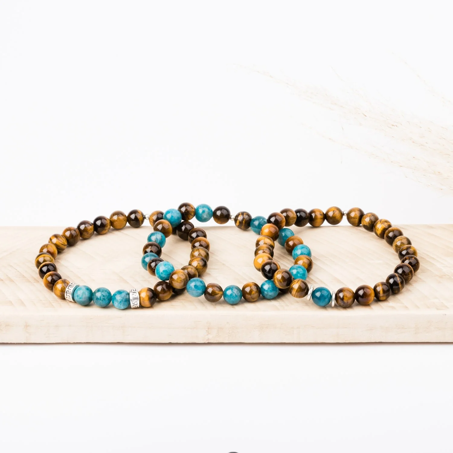 Bracelet homme - Apatite - Oeil de tigre - Argent - MIRA – Image 2